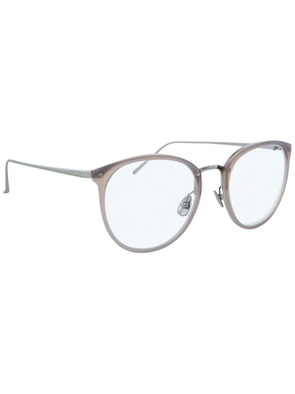 LINDA FARROW Calthorpe Oval Optical Glasses NWT Milky Grey White Gold Titanium
